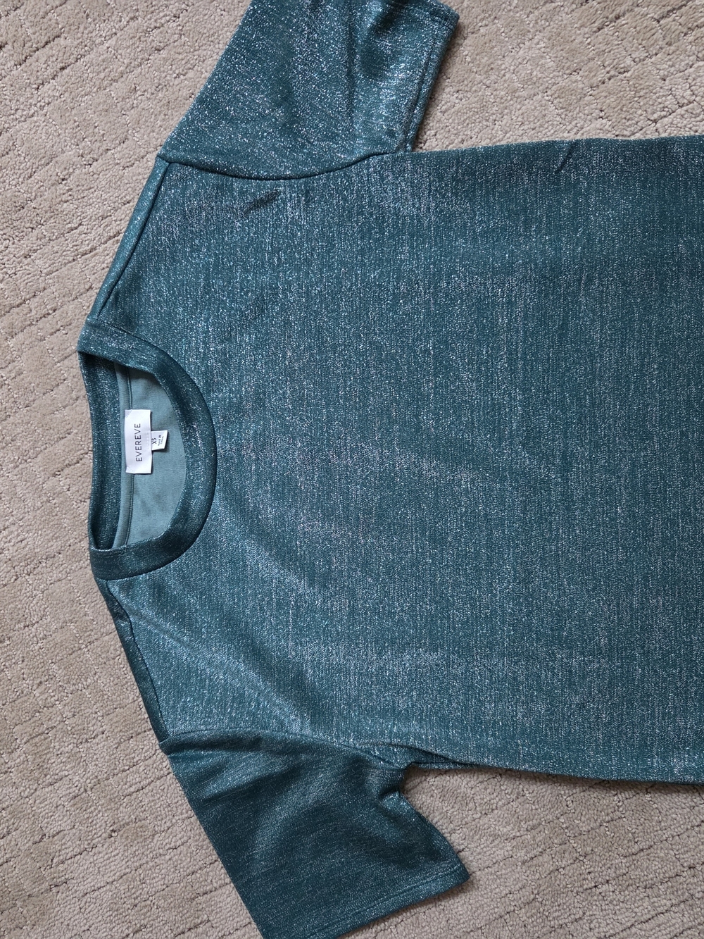 Evereve Teal Metallic Knit Tee